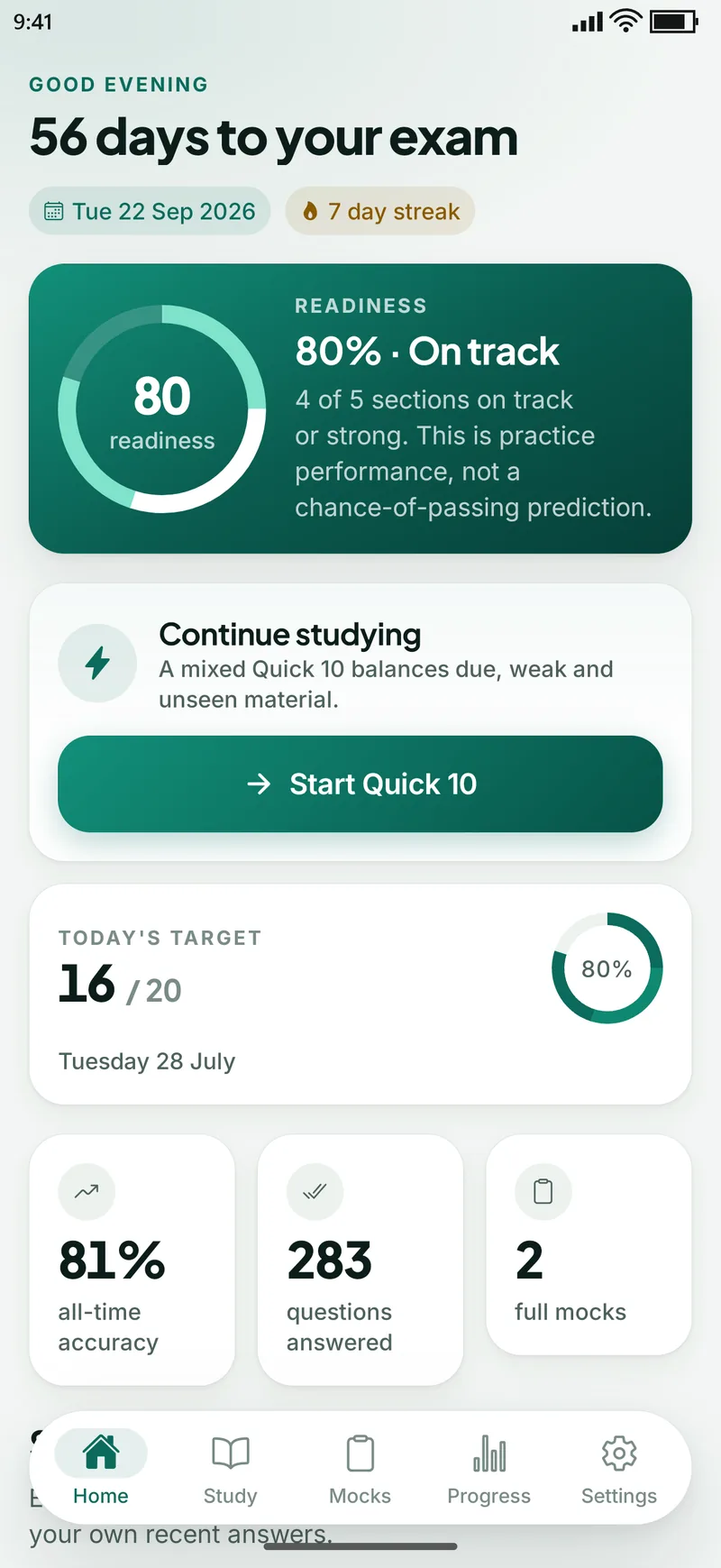ADI Prep Ireland home dashboard